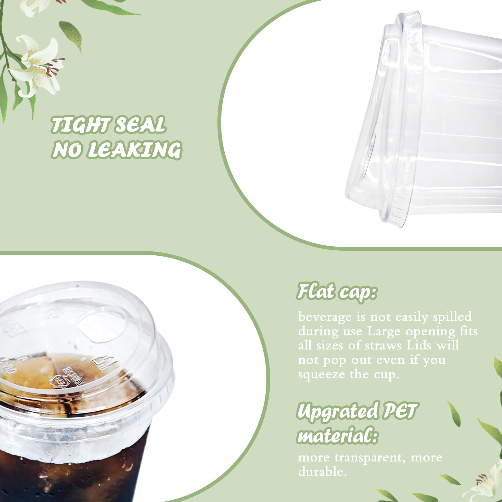Thrseely 50 Sets Clear Plastic Coffee Cups with Sip Lids, Disposable PET Cups for Iced Coffee, Smoothie, Cold Beverage, Plastic Crystal for Shops and Party Catering (Clear, 16 oz)