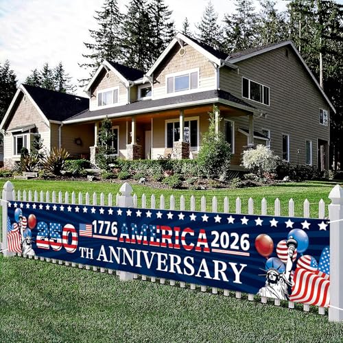 Patriotic 250th Anniversary Banner 120" x 20" for Celebrations