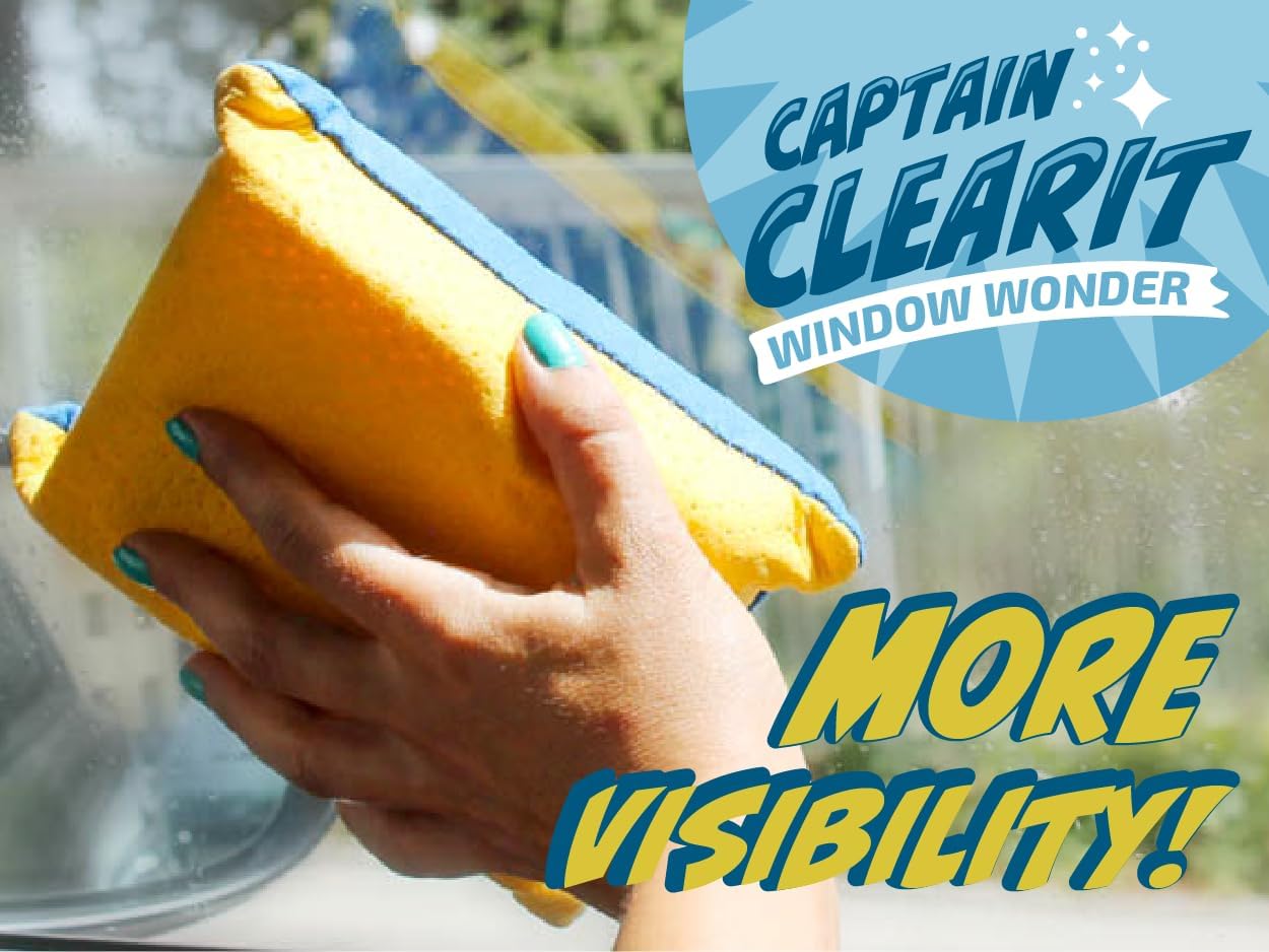 Skiennix Window Cleaner Tool - Non-Scratch, Super Absorbent Sponges for Car Glass | 2-Pack, 6 x 4.5 x 2 in