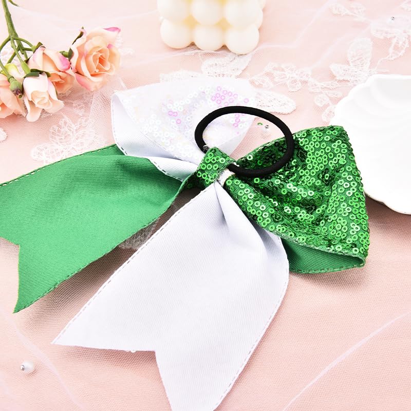 Glitter Cheer Bow Hair Tie - Large Sparkle Ponytail Holder Scrunchie