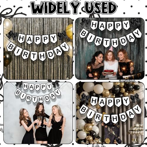Goth Birthday Banner Set with Black Bows - Easy to Hang Decor