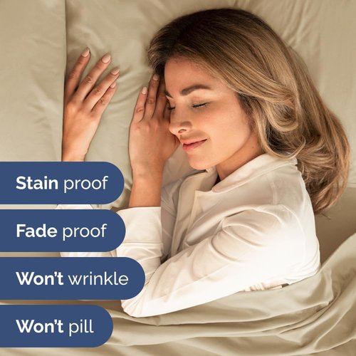 Full XL Bed Sheet Set by Hotel Luxury | 4-Piece Soft, Breathable & Cooling Bedding - Deep Pockets, Fade & Wrinkle Free - Beige