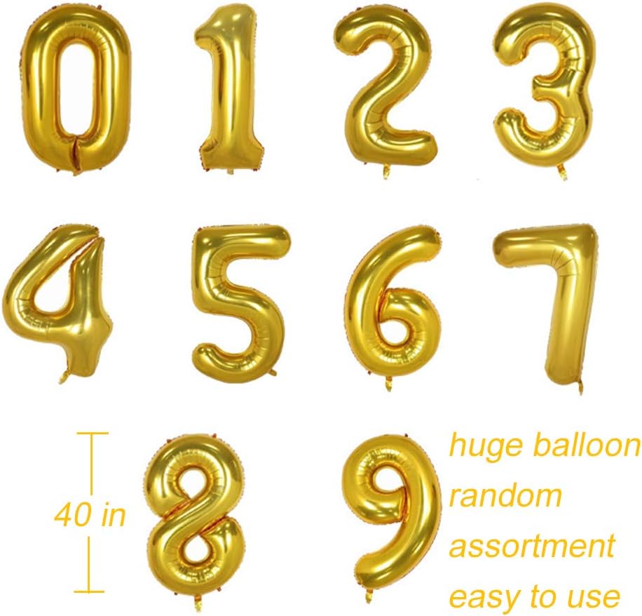 Tellpet Gold Number 1 Balloon - 40 Inch Foil Balloon for Birthday Celebrations