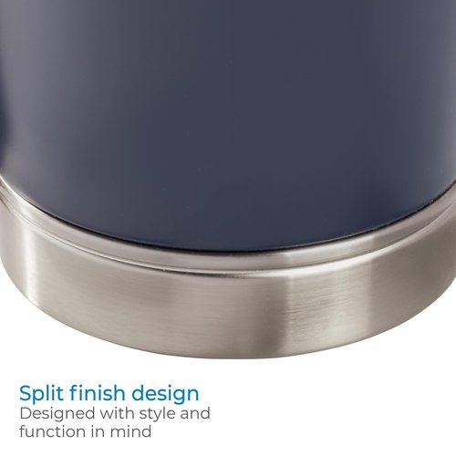 iDesign Small Round Bathroom Trash Set of 2 York Waste Can M2, Brushed/Navy
