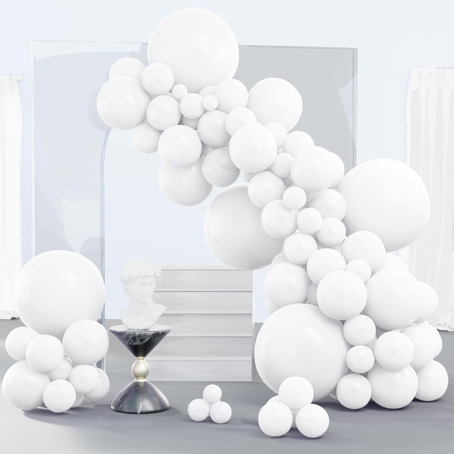 PartyWoo White and Red Balloons - 280 Pcs in 18/12/10/5 Inch Sizes | Classic Arch Kit