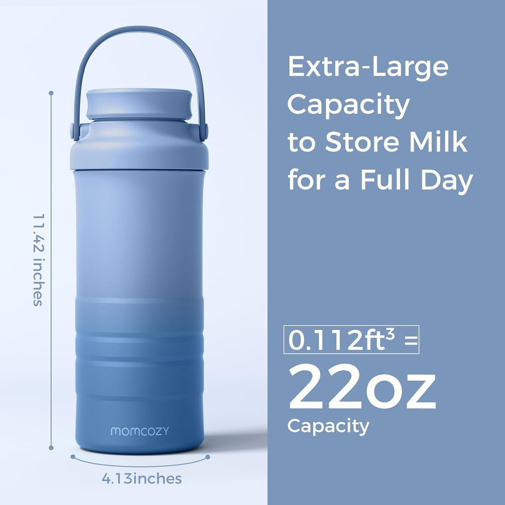 Momcozy 22oz Portable Breast Milk Cooler - 360° Cooling for 24 Hours | Includes 2 Baby Bottles
