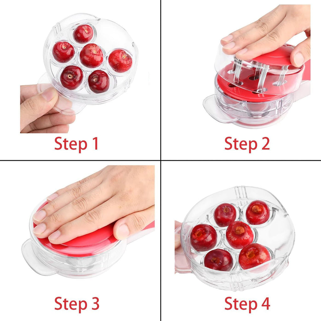Brighoot Cherry Pitter – Multi Cherry Corer with Rebound & Lock Design, Pits 6 Cherries at Once, Easy Cherry Jam & Baking Tool, Dishwasher Safe