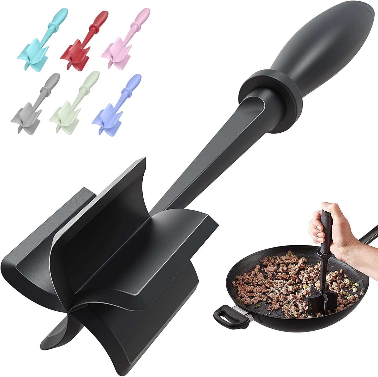Premium Meat Chopper by [Brand Name] - Heat Resistant Hamburger Grinder & Tenderizer Tool | Black
