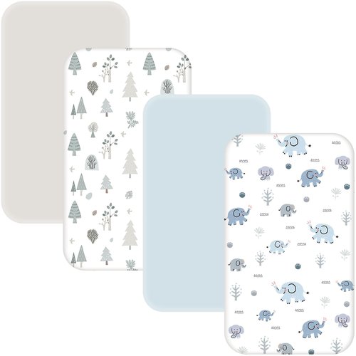 4 Pack Bassinet Sheets - 33"x20" Bedside Bassinet Sheets for Baby Delight, Angelbliss, Fodoss & Most Regular Size Bedside Sleeper | Ultra Soft & Skin Friendly Bassinet Fitted Sheets for Boys Girls