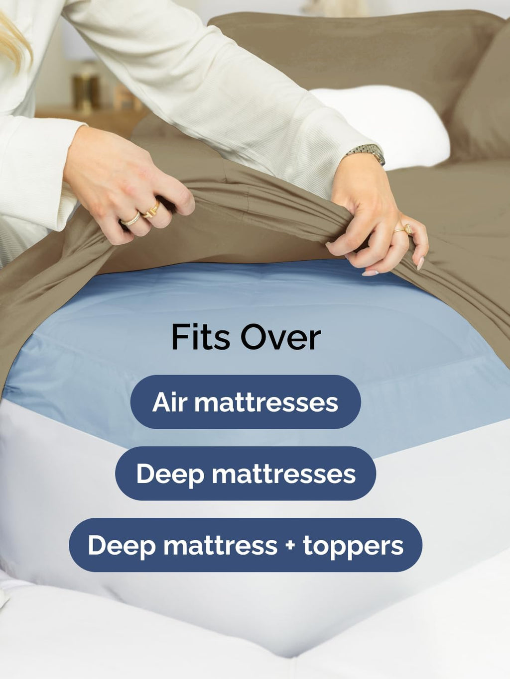 Skiennix Extra Deep Twin Sheet Set - 4-Piece Breathable Cooling Sheets - Luxurious Hotel Quality - Soft, Wrinkle-Free Khaki