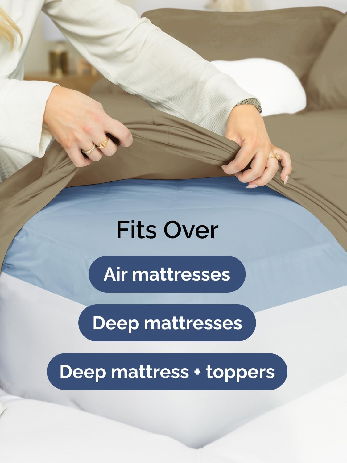 Skiennix Extra Deep Twin Sheet Set - 4-Piece Breathable Cooling Sheets - Luxurious Hotel Quality - Soft, Wrinkle-Free Khaki