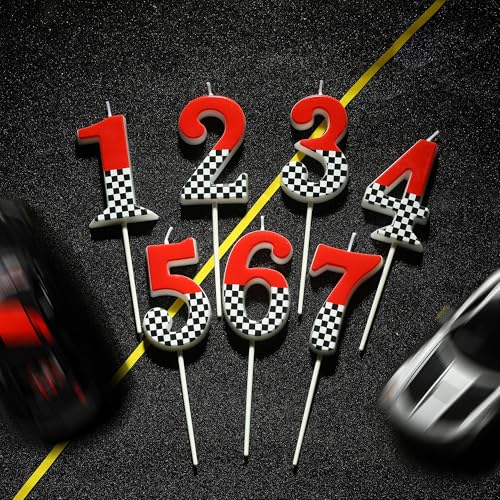 PHD CAKE Racing Stripes Number 3 Birthday Candle 2.76 Inch Red, Black & White