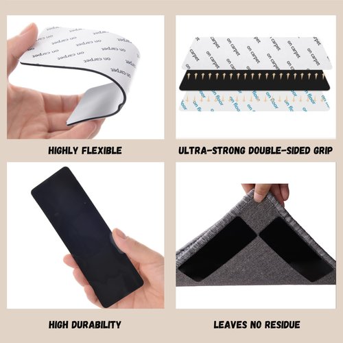 Gripper | 16-Pack Double-Sided Anti-Slip Rug Tape for Hardwood Floors & Tiles - Prevents Sliding & Curling