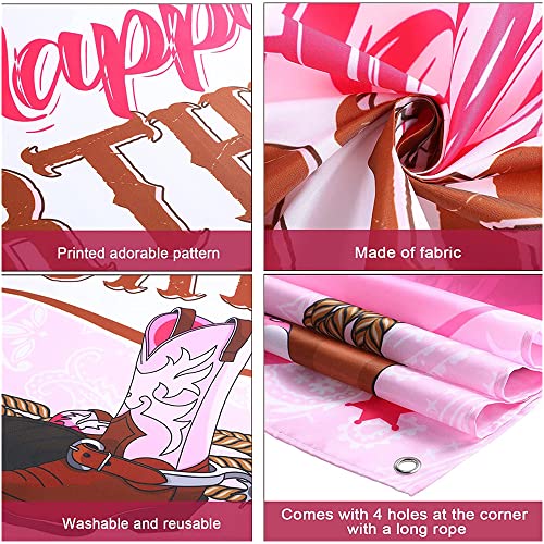 Western Cowgirl Birthday Party Banner - Pink & Brown Backdrop