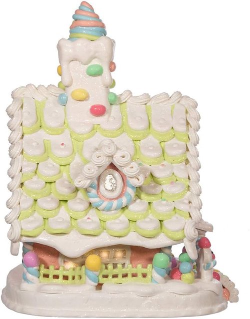 Kurt S. Adler 12.5-Inch Light-Up Pastel Gingerbread House | Battery-Operated Holiday Decor
