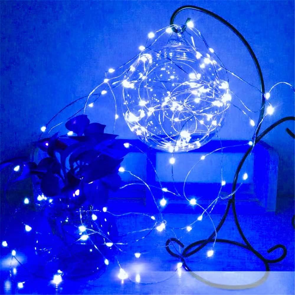 Skiennix 50 LED Christmas Fairy Lights - Battery Operated, Waterproof, 16FT | Blue String Lights for Indoor/Outdoor Decor