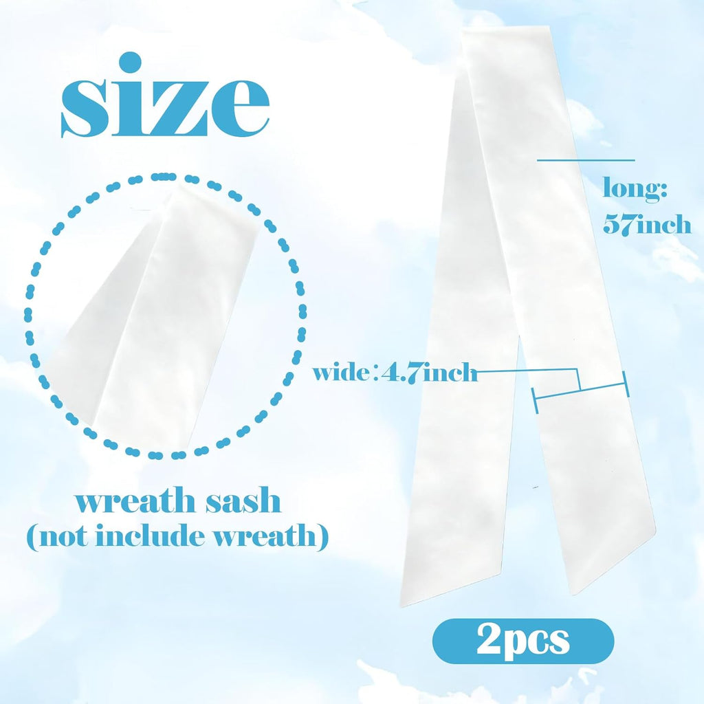 Skiennix Wreath Sash - Elegant White Garland Ribbon for Indoor/Outdoor Door Decor | 2 Pcs Set