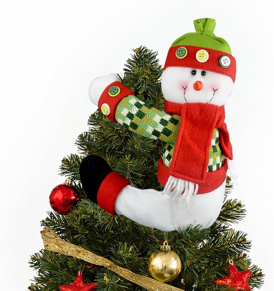 Skiennix Christmas Tree Topper Snowman - Unique Holiday Decor & Versatile Curtain Tie | Red, White, Green