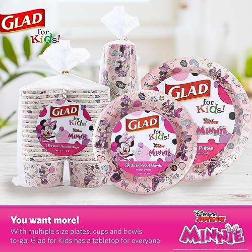 Glad for Kids Disney Minnie Mouse Paper Bowls, 12 Oz, 40 Count