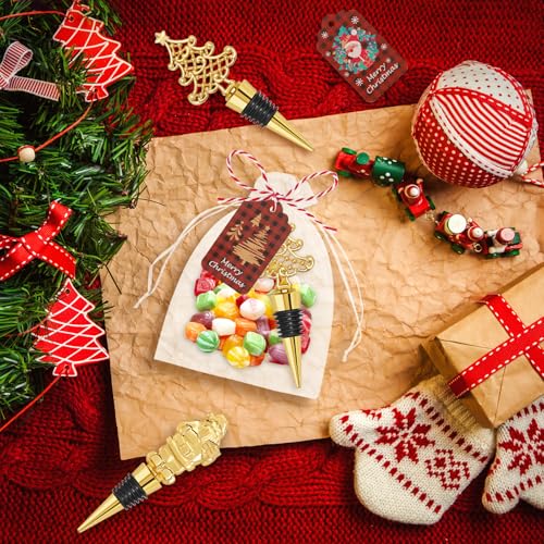 12Pcs Christmas Wine Bottle Stopper Set with Santa Deer Tree Xmas Party Favors