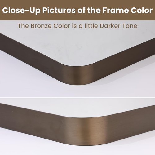 LOAAO Bronze Bathroom Mirror - 40”X36” Rounded Rectangle with Anti-Rust Brushed Metal Frame | Versatile Hanging Options