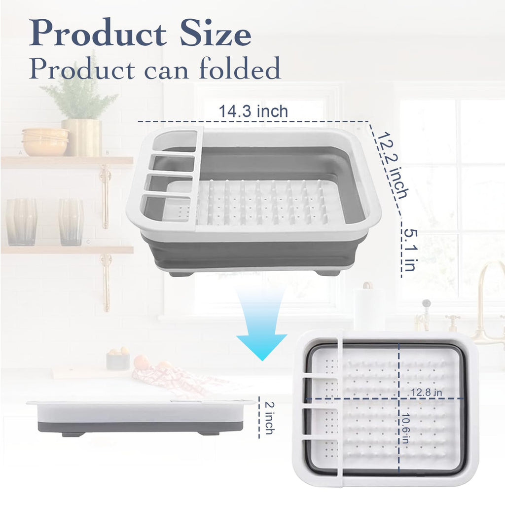 Sipobuy Collapsible Bowls, Plates, and Dishes Drainer, Portable Space-Saving Dish Rack for Kitchen, RV, Campers, and Travel Trailers