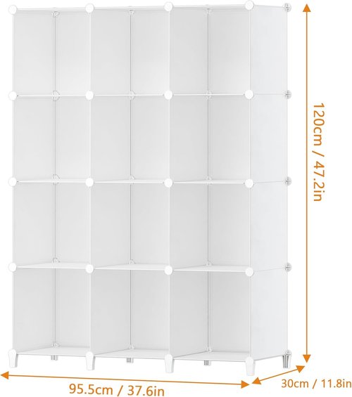 HOMIDEC 12-Cube Closet Organizer - Portable Clothing Storage Shelves | White Finish