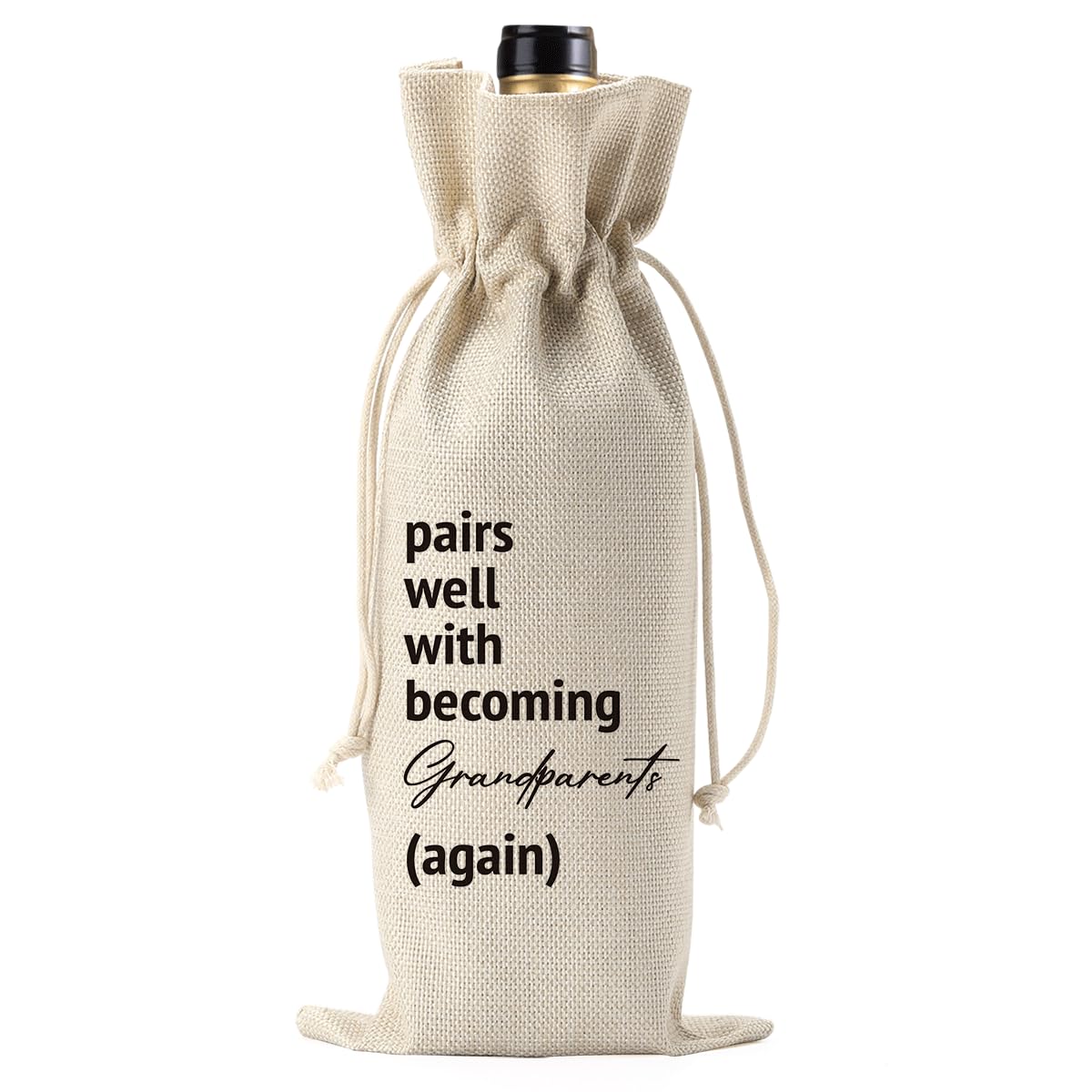 XCVXZCSDAF Pairs Well With Becoming Grandparents Again Pregnancy Announcement Wine Bag Baby Announcement Gifts for Grandparents Grandma Grandpa