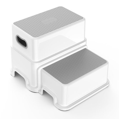 Victostar Toddler Step Stool,2 Kids Step Stool for Bathroom Sink,Baby Potty Stool with Anti-Slip Surface and Rubber Bottom,Plastic Stool with Handle for Toilet Potty Training Bathroom Kitchen