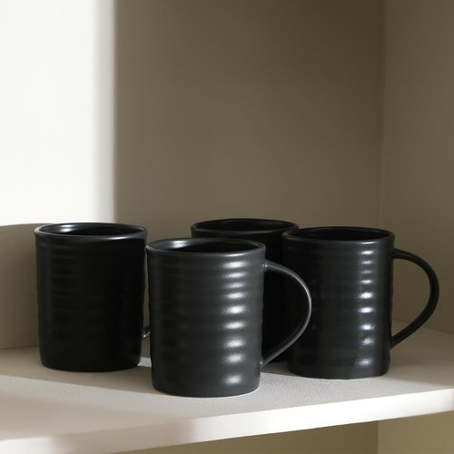 Stone Lain Orbit 16-Piece Round Stoneware Dinnerware Set, Charcoal, Service for 4 with Plates, Bowls & Mugs, Durable Ceramic Kitchen Tableware, Dishwasher & Microwave Safe