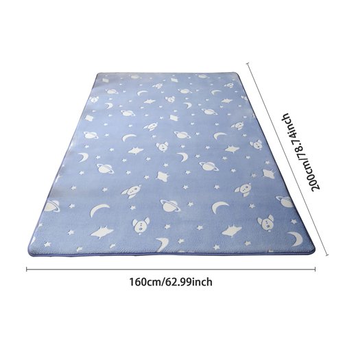 Eanpet Glow in The Dark Floor Mats Luminous 5’ x 7’ Area Rug Soft Decorative Play Mat for Kids Crawling Mat Non-Slip Living Room Rug Carpets for Bedroom Home Decor,Blue Universe