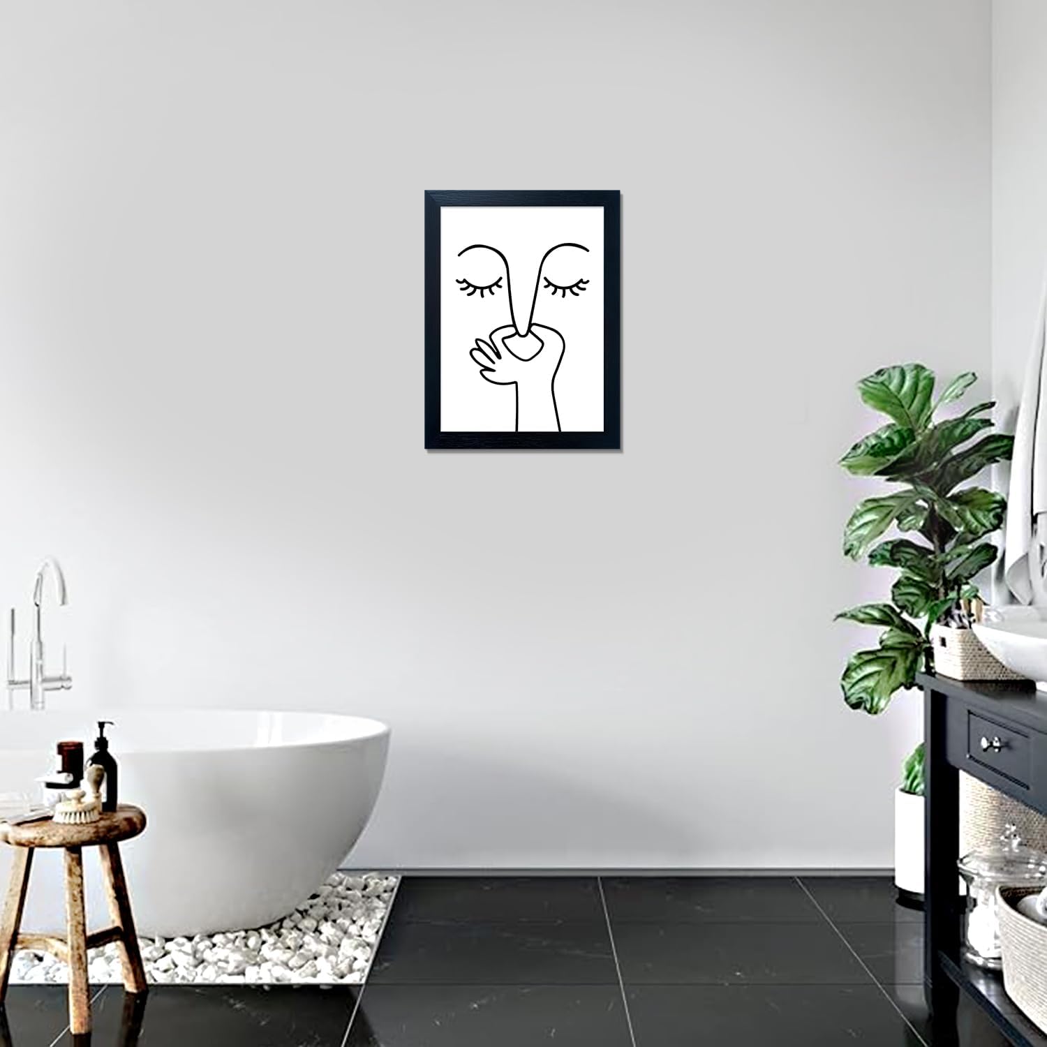 Regine Switzerland Funny Bathroom Wall Art - Humorous Canvas Print for Guest Toilet Decor | Black and White Design
