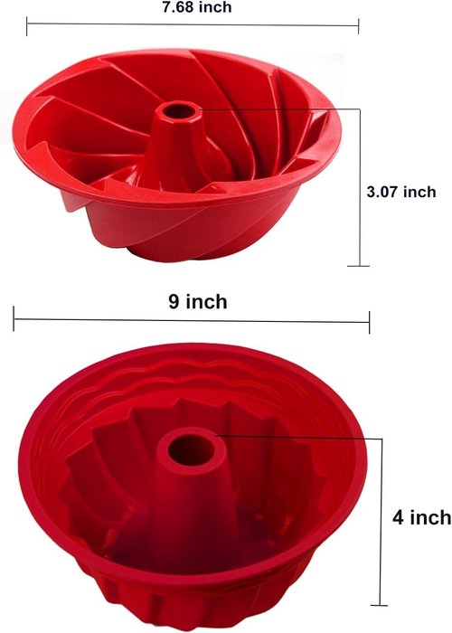 IELEK Silicone Fluted Cake Pan - Nonstick Jello Molds for Baking Cakes, Gelatin & Bread | Versatile Kitchen Tool