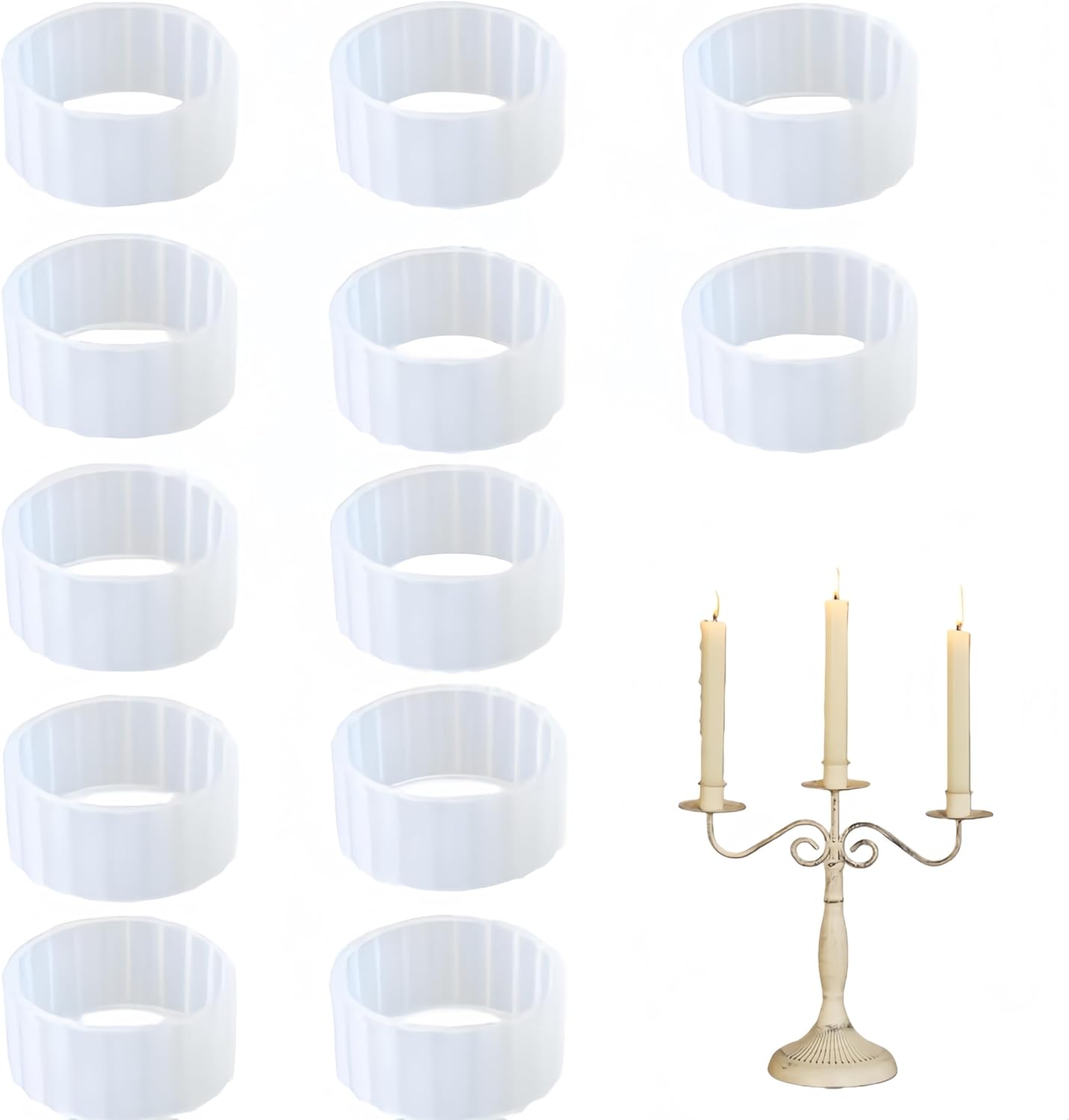Rubber Candle Hugger Set by [Brand Name] - 12 Pcs Candle Grips to Keep Taper Candles Upright and Secure