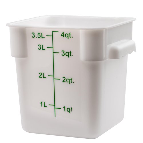 Winco Square Storage Container, 4-Quart, White