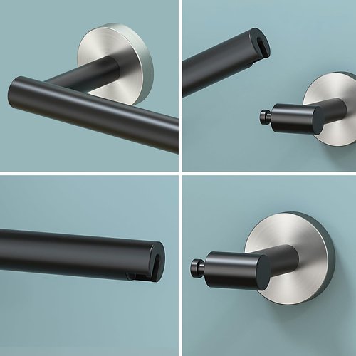 FORIOUS Toilet Paper Holder - Rustproof Stainless Steel Double Post Design | Matte Black Finish
