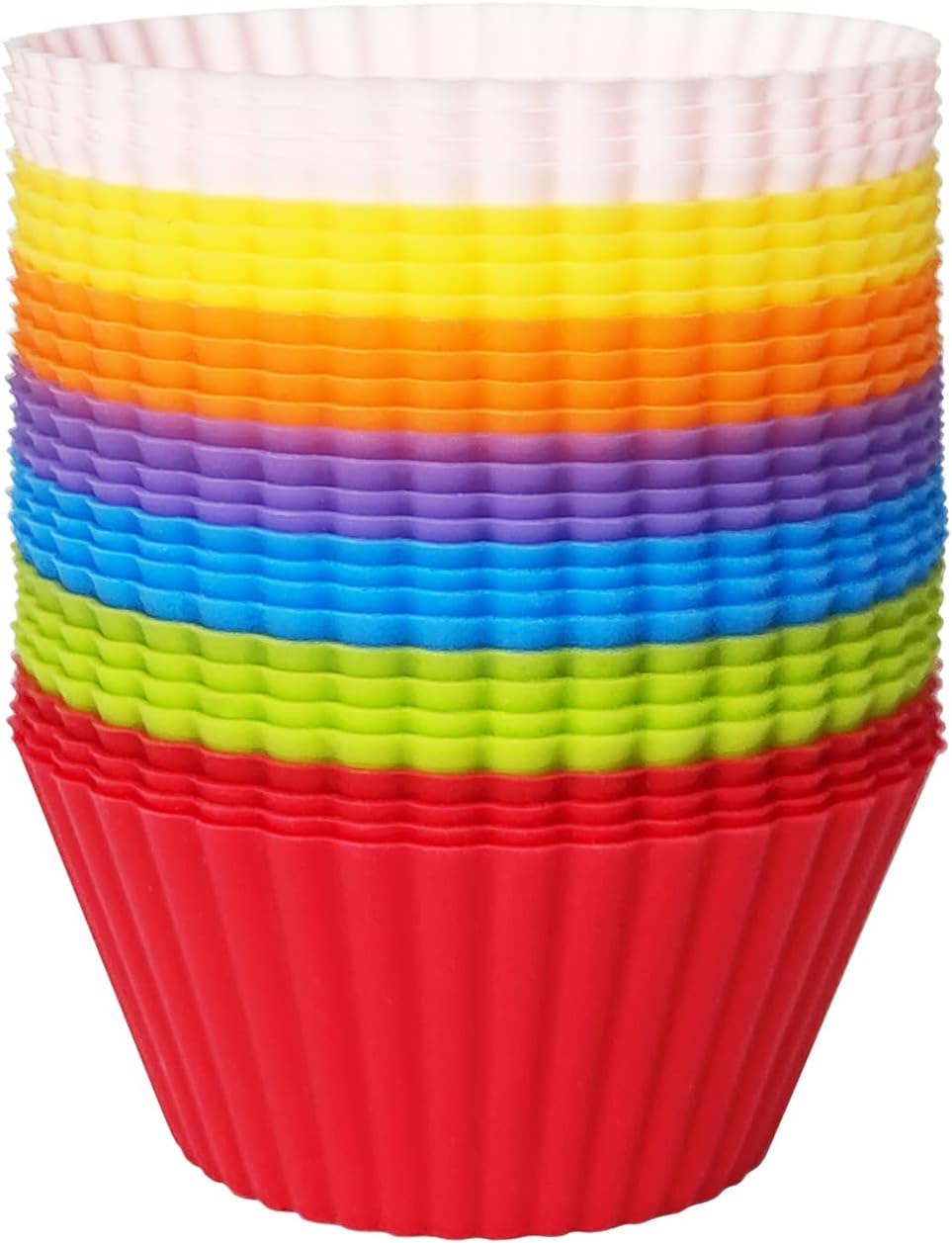Skiennix Silicone Baking Cups - 28 Pack Reusable Muffin Molds in 7 Vibrant Colors | 2.64 Inches