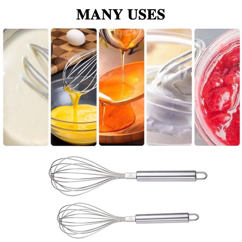 Whisks for Cooking, Wisking Tool 2 PCS, Metal Whisk Set for Non-Stick Cookware, Balloon Egg Beater Perfect for Blending, Whisking, Beating, Frothing & Stirring-Easy to Use and Clean (11.81"&9.84")
