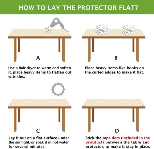 42 X 108 Inch Thick Furniture Table Protector Clear Plastic Tablecloth Mat Wipeable Desk Glass Topper Protective Cover Eco PVC Vinyl Coffee Dining Tabletop Easy Clean Water Resistant Protection Pad