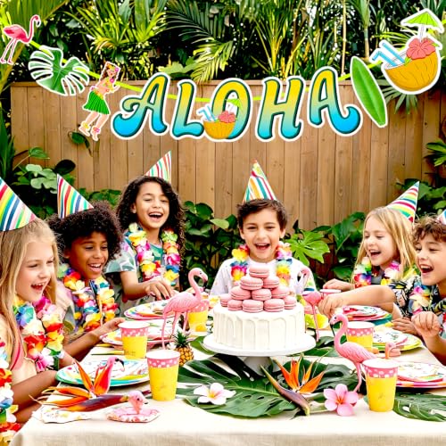 Aloha Banner Tropical Hawaiian Party Decoration Sign for Luau Summer Beach