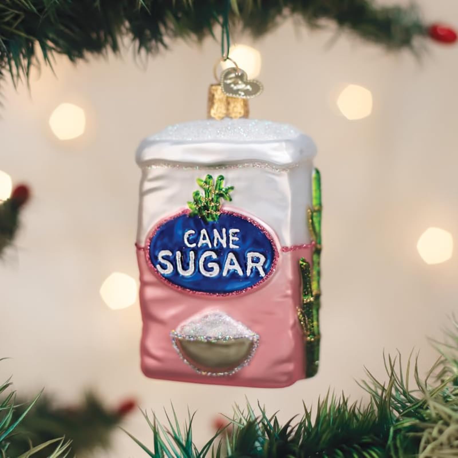 Old World Christmas Bag of Sugar Glass Blown Ornament for Christmas Tree, Handcrafted Holiday Decoration, Food Collection