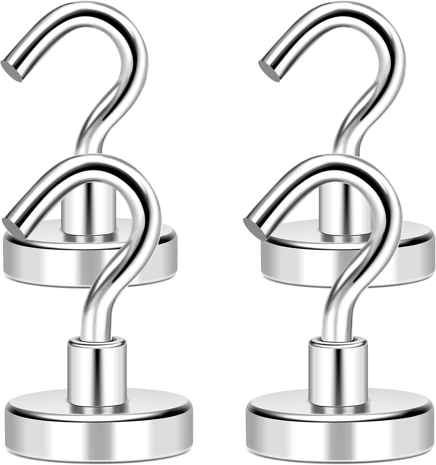 MIKEDE Magnetic Hooks - Heavy Duty 50Lbs+ Neodymium Magnet Hooks for Storage | Pack of 4