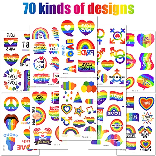 Rainbow Temporary Tattoos 10 Sheets Pride Parade Body Art Stickers