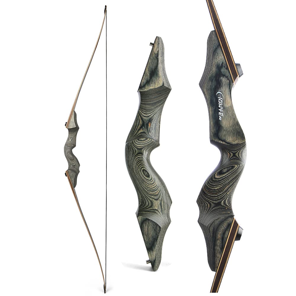 60 Inch Black Hunter Takedown Longbow 20-60lbs Traditional Wood Longbows Right Hand and Left Hand American Hunting Longbow for Outdoor Hunting Shooting