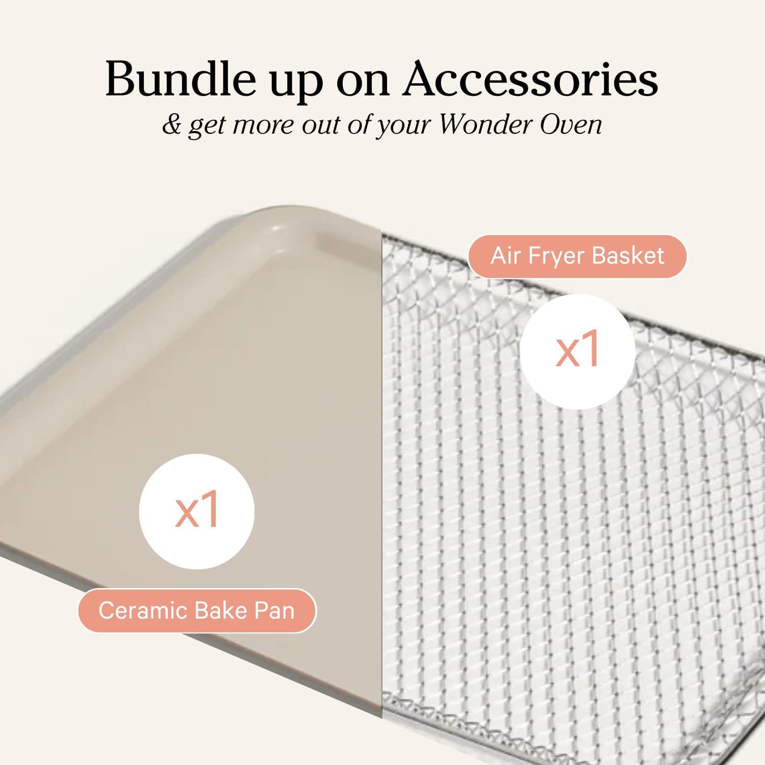 Our Place Wonder Oven Essentials Kit - Extra Air Fryer Basket & Nonstick Bake Pan | Eco-Friendly & Oven Safe
