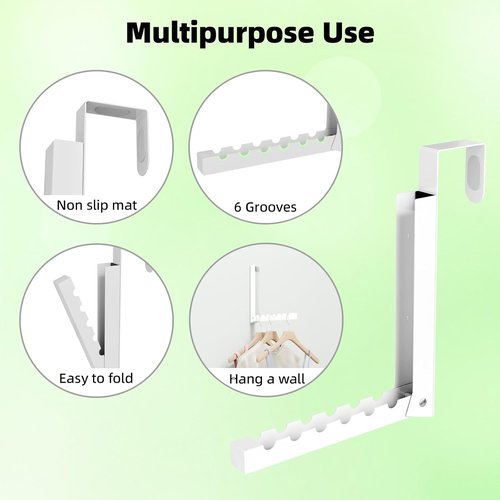 BAKON Over The Door Hanger - Folding Clothes Drying Rack & Coat Rack | Compact 2-Pack for Small Spaces