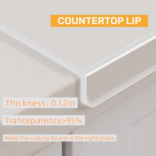 Acrylic cutting board with counter lip, 24 x 18 clear cutting board for countertop, one of the game-changing kitchen essentials, the non-slip cutting boards for kitchen by Moooope (Clear, X-Large)