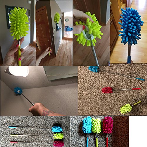 M-Jump 3 Pack Washable Extendable Microfiber Dusters, 11" to 30"