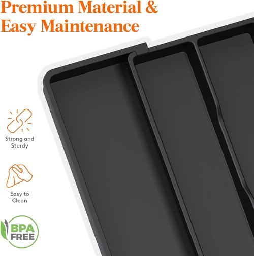 Lifewit Utensil Organizer - Expandable Kitchen Drawer Tray for Cutlery Storage | Adjustable 11-18 x 14", Black