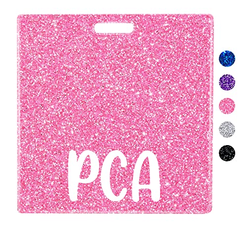 Plifal Pink Nurse Badge Buddy Card Holder Glitter Horizontal ID Tag for Personal Care Assistants